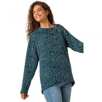 Vêtement casual à col montant, zip latéral bleu