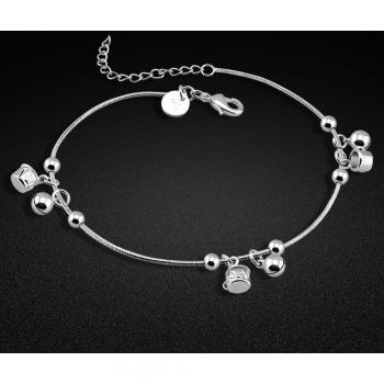 Women's Sterling Silver Beach Anklet with Bell