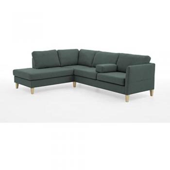 Ecksofa Mailo L-Form, ATLANTIC home collection, mit Seitentaschen und Ottomane, Massivholzfüßen