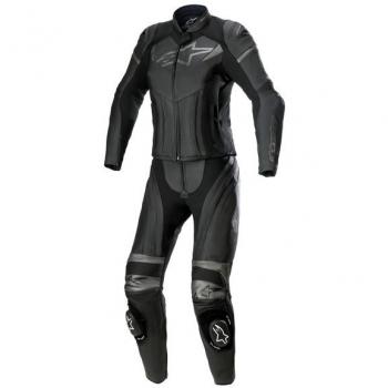 Lederanzug Alpinestars Stella GP Plus Schwarz-Metallisch Grau 2-teilig Größe 40