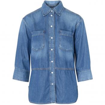 Camicia oversize Ganni in denim blu, taglia 2XS