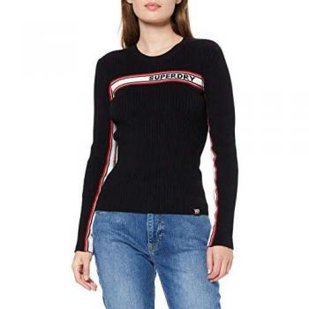 Superdry Jumper Logo a Costine, Nero (Black 02A), XXS