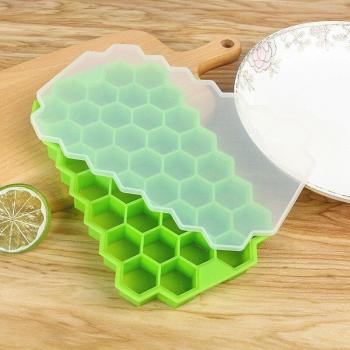Moldes de Cubitos de Hielo Flexibles Hexagonales con Tapa