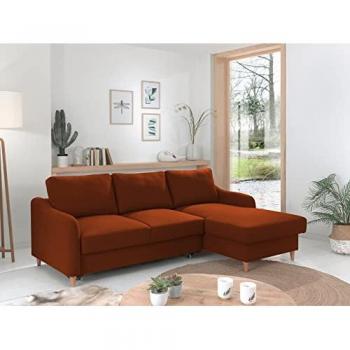 Lisa Design Will Eckschlafsofa Rechts – 4 Sitze, Bettkasten, Stoff, rostfarben