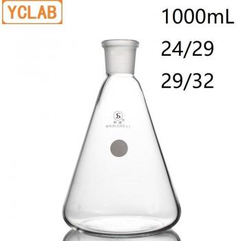 YCLAB 1‑Liter Labware Erlenmeyer Flask – Borosilicate Glass, 3.3 mm Throat