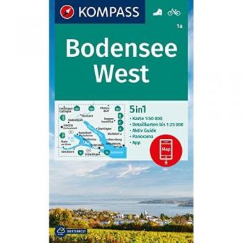 Kompass Wanderkarte 1a Bodensee West 1:50.000: 5in1 Wanderkarte Mit Aktiv Guide, Detailkarten Und Panorama Inklusive Karte Zur Offline Verwendung In Der Kompass-App. Fahrradfahren.