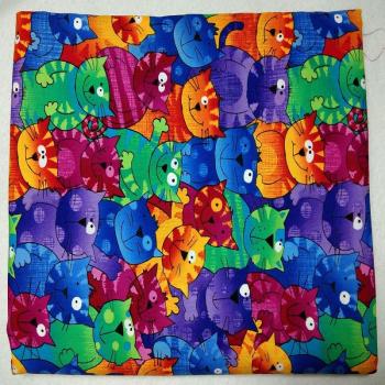 Colorful Cat Print Cotton Fabric