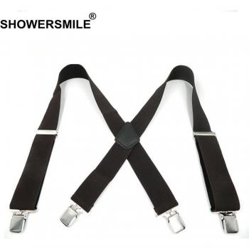 SHOWERSMILE Tirantes Verdes para Hombre, 5cm de Ancho, 4 Clips, 120cm, Ideal para Novios y Pantalones de Cuero