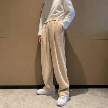 Korean Style Retro Gold Velvet Wide Leg Hip-Hop Pants for Men