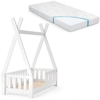 Colchón Vitalispa en Cama Tipi Blanca 70x140 cm con Valla