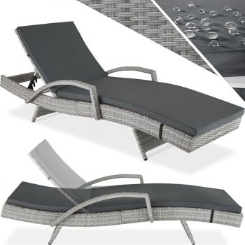 TecTake® Rattan Sun Lounger, 5 Position Adjustable Backrest, Weather-Resistant, Quick Assembly