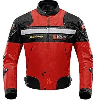 BORLENI Veste de moto homme sport avec armure (Rouge, XXL)