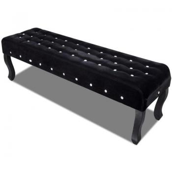 Banc Noir « Luxe Velours & Cristaux » – Élégance 157×45×48 cm