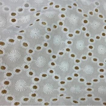 Tela de Gasa 100% Algodón Off White, Bordado para Vestidos, Ancho 130cm