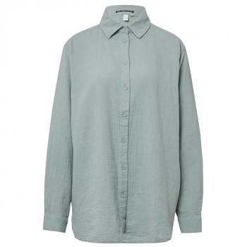 QS Langarmbluse Bluse Hemdbluse aus Musselin im Oversize-Schnitt