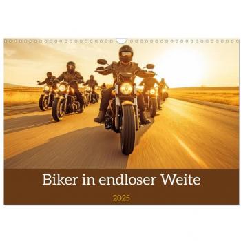 Biker in unendlicher Weite (Wandkalender 2025 DIN A3 quer) CALVENDO Monatskalender