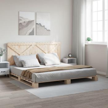 Solid Wood Bed Frame with Headboard 180x200 cm Super King vidaXL
