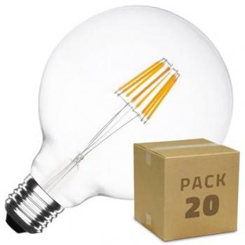 Bombillas LED E27 Casquillo Gordo Regulables Filamento Supreme G125 5.5W Blanco Cálido (Caja de 20)