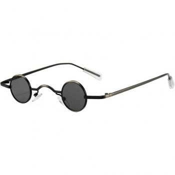 Mini lunettes de soleil rétro, verres noirs, monture en métal, pour hommes et femmes