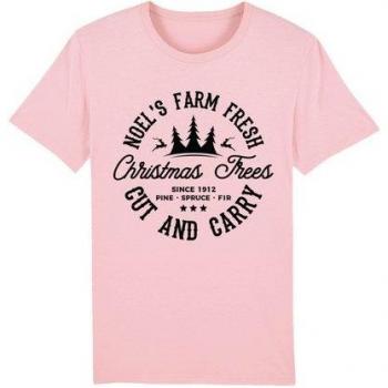 Herren-T-Shirt F4NT4STIC „Weihnachts Trees Farm Retro Sign“ – S, Cotton Pink