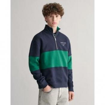 Felpa Gant 906893 Blu Sera 10-12 Anni Con Mezza Zip