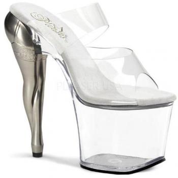 Verführerische Pleaser High Heels Dame Stiefelette VIXEN-702, Farbe: Klar/Klar, UK 7