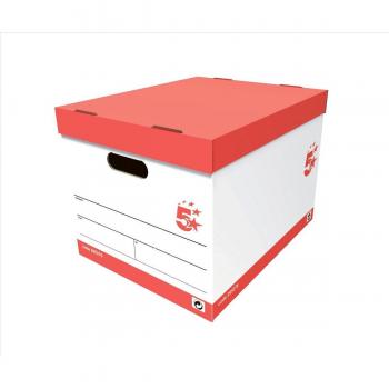 5 Star Office Storage Box for 5 A4 Lever Arch Files Red and White [Pack 10]