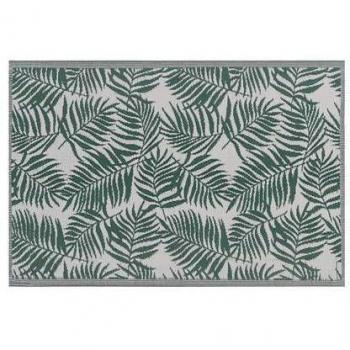 Tappeto da Esterno Verde Scuro 120 x 180 cm Motivo Foglie di Palma Sintetico