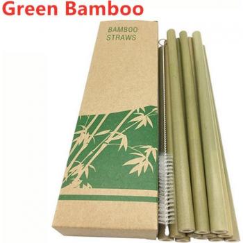 Pajitas Reutilizables de Bambú 10 Unidades con Estuche y Cepillo Respetuoso del Medio Ambiente