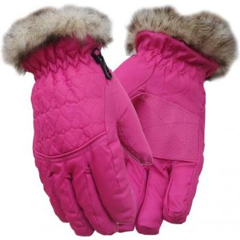 Children's Full Finger Winter Gloves Waterproof Windproof Fur Lined