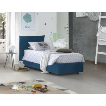 Cama Individual Revestida en Tela Azul
