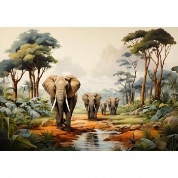 Décor Muraux Enfants Éléphants Safari 368x254 cm