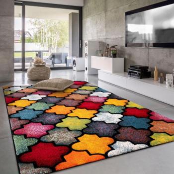 Tapis Poils Ras Multicolore 3D 120x170 cm