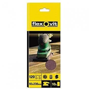 Flexovit Hojas de Papel Lija A203, Grano 80, 93x230 mm, Set de 10