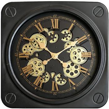 Horloge décorative noire 45 cm avec mécanisme carré