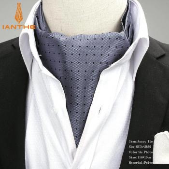 Men's Navy Jacquard Ascot Tie