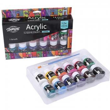 12x25ml Künstler-Acrylfarben für Malerei und Handwerk