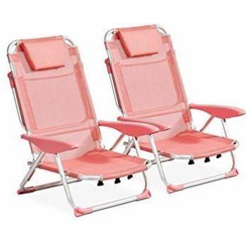 Coppia di poltrone gonfiabili pieghevoli per mare colore rosa