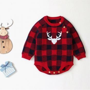 Bodi de manga larga Navidad niña ciervos cuello O