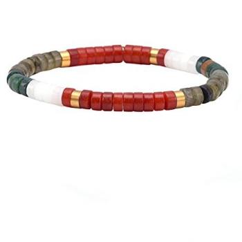 Bracelet Heishi Multicolore en Agate Rouge