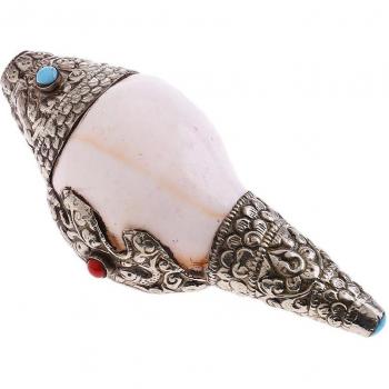 Tibetan Silver Sea Snail Shell Pendant