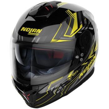 Nolan N80-8 Turbolence N-Com Casque Moto Intégral Noir Gris Jaune 2XL