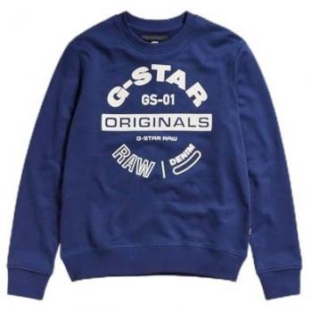 Felpa G-star Blu Imperiale con Logo Originals S