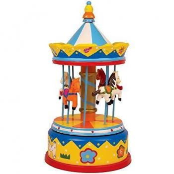 Vibrant Wooden Carousel Music Box Gift