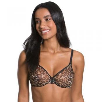 Gossard Women's Multicolour Sheer Plunge Bra with Animal Print