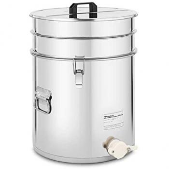 40L Stainless Steel Honey Filling Bucket with Sieve, Lid, and Squeeze Tap