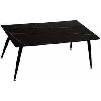 Mesa de Centro de Mármol Negro y Metal