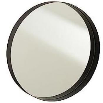Miroir mural circulaire 40 cm, cadre métallique noir – Design moderne