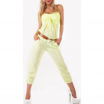 Krachiger Neon-Jumpsuit Bandeau mit Taubengurt – One Size