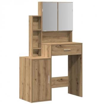 Toeletta con Specchio Illuminato in Legno Ingegnerizzato Rovere
